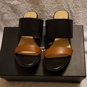 Coach Two-Band Slide Mules in Black and Brown